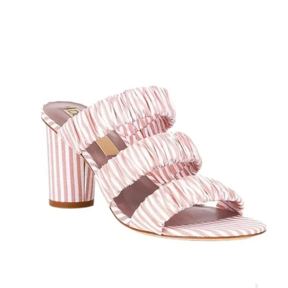 Deltan Colette Stripe Three Band Dress Sandals 7.5  NWT - Picture 1 of 11